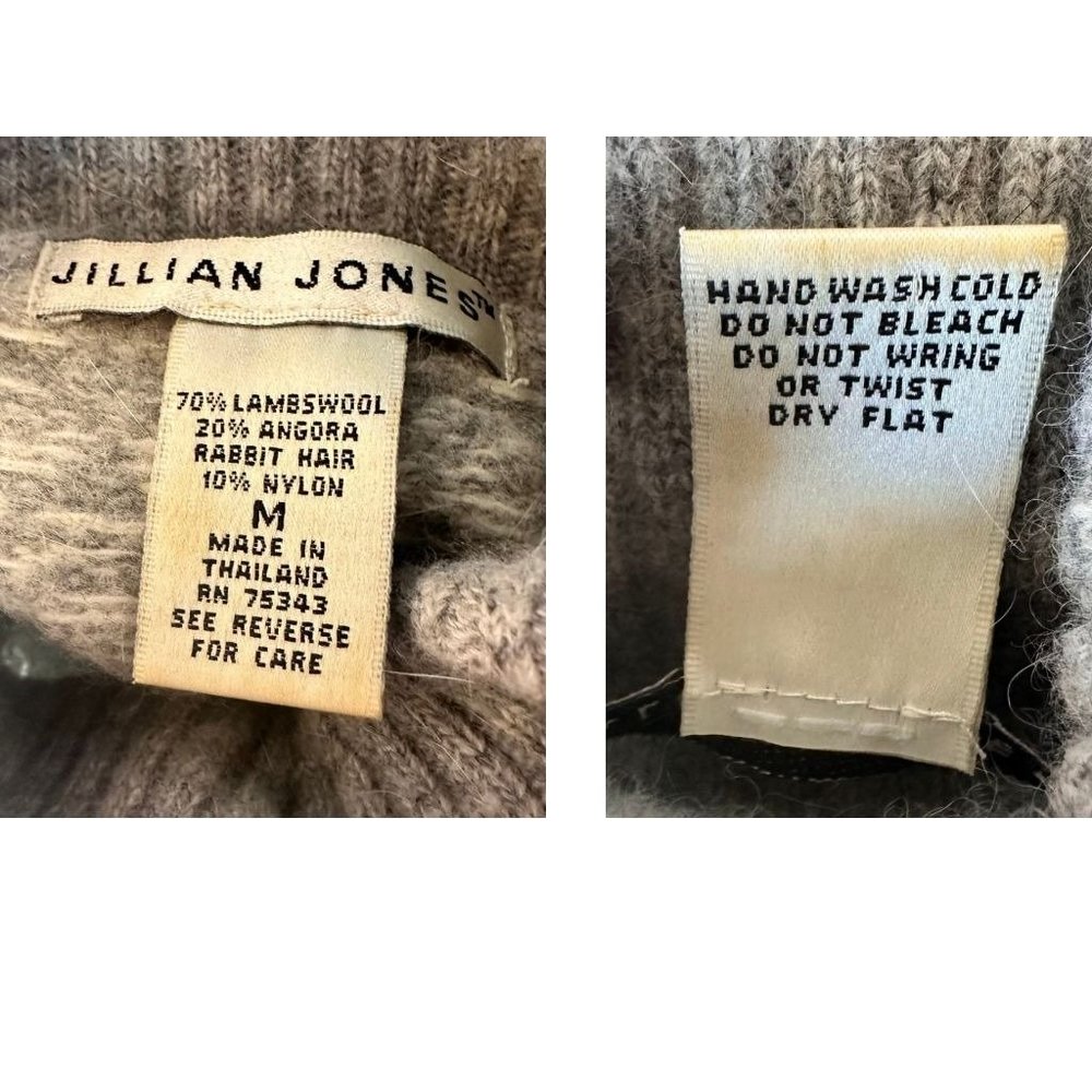 VTG Jillian Jones Turtleneck Sweater Medium Gray Lambswool Angora Snowfl… - Picture 12 of 12